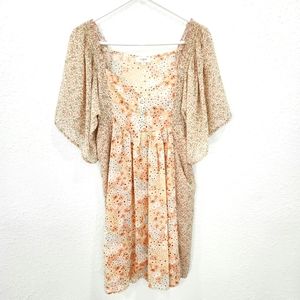 Umgee | Floral Semi Sheer Flowy Dress Small